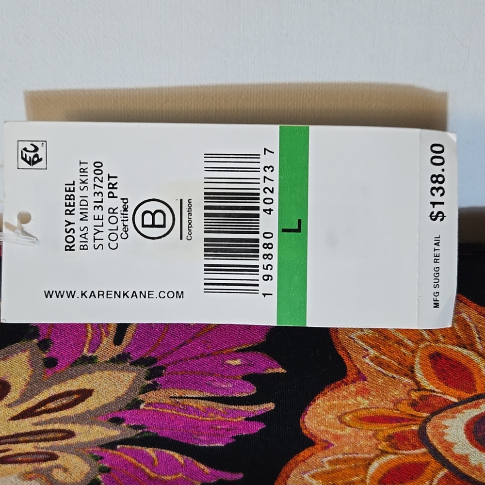 Karen Kane Medallion Floral Midi‎ Skirt Size L Bias Cut - Picture 4 of 15